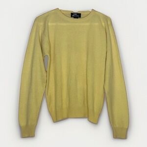 Z Studio 100% Cashmere Sweater Women L Butter Yellow Crewneck Luxury Soft Classi